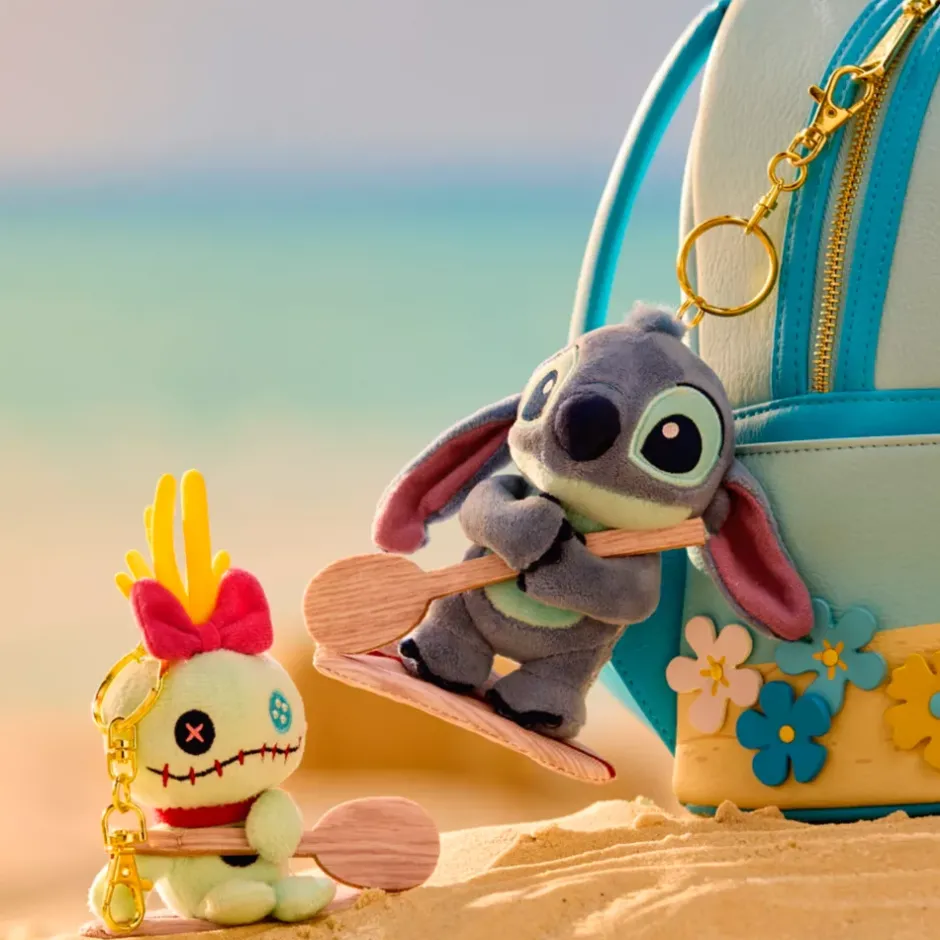 Japon Porte-clés petite peluche Stitch sur un surf, Lilo & Stitch, 14 cm Peluches