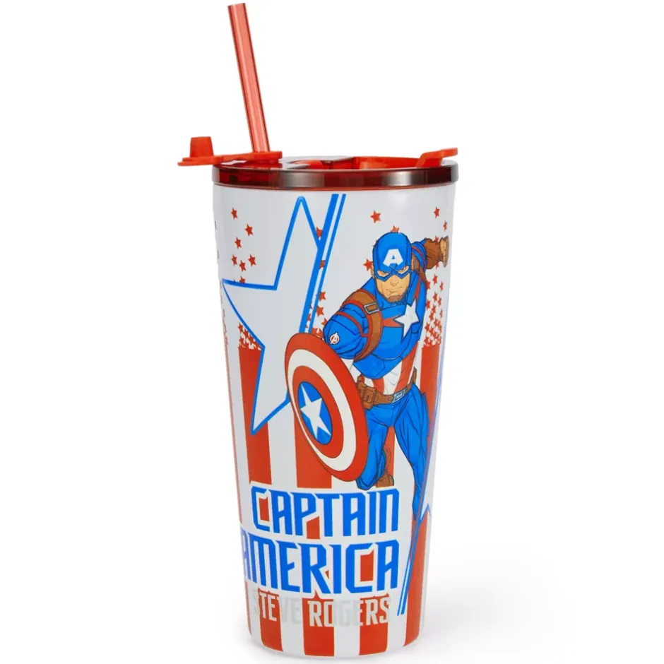 Sale Gobelet Captain America en acier inoxydable avec paille Mugs, Tasses Et Gobelets