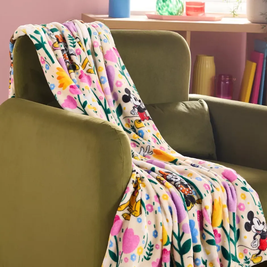 Outlet Jeté Mickey et ses amis en polaire à fleurs Accessoires De Décoration Disney|Ameublement