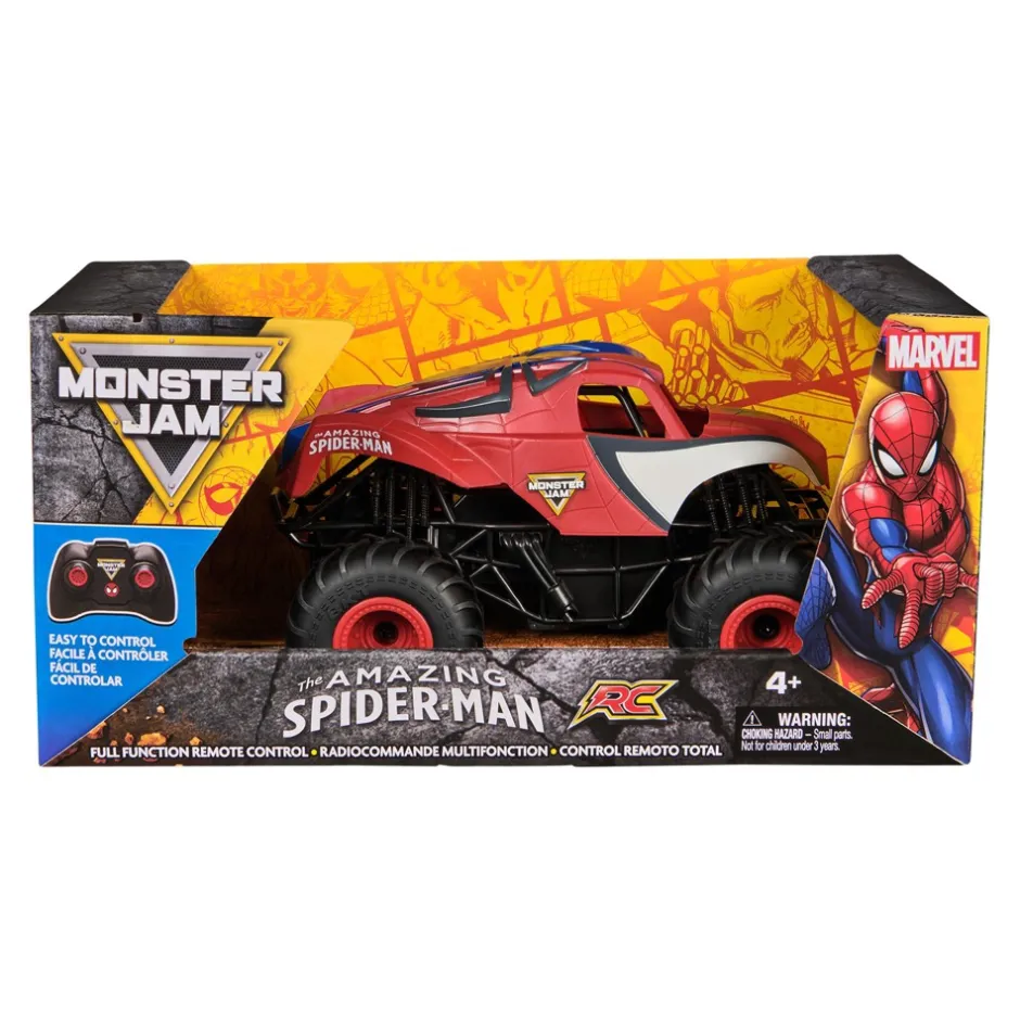 Monster Jam Monster Truck télécommandé Marvel The Amazing Spider-Man, échelle 1:24, jouets pour garçons et filles âgés de 4 ans et plus Véhicules
