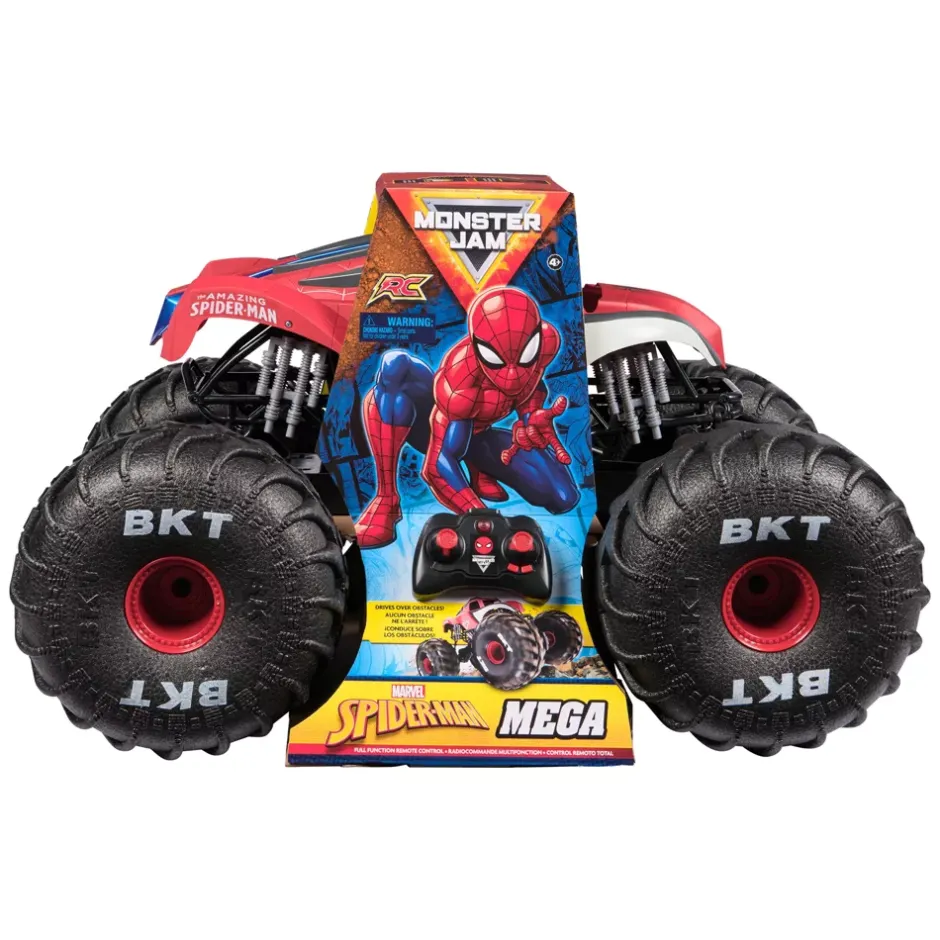 Spinmaster Monster Jam Monster Truck télécommandé Marvel Spider-Man géant, tout-terrain, plus de 60 cm de long, échelle 1:6 Véhicules