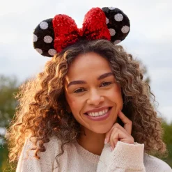 Discount Walt Disney World Serre-tête à oreilles de Minnie avec sequins rouges, noirs et blancs pour adultes Oreilles Disney|Carnaval