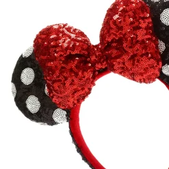 Discount Walt Disney World Serre-tête à oreilles de Minnie avec sequins rouges, noirs et blancs pour adultes Oreilles Disney|Carnaval